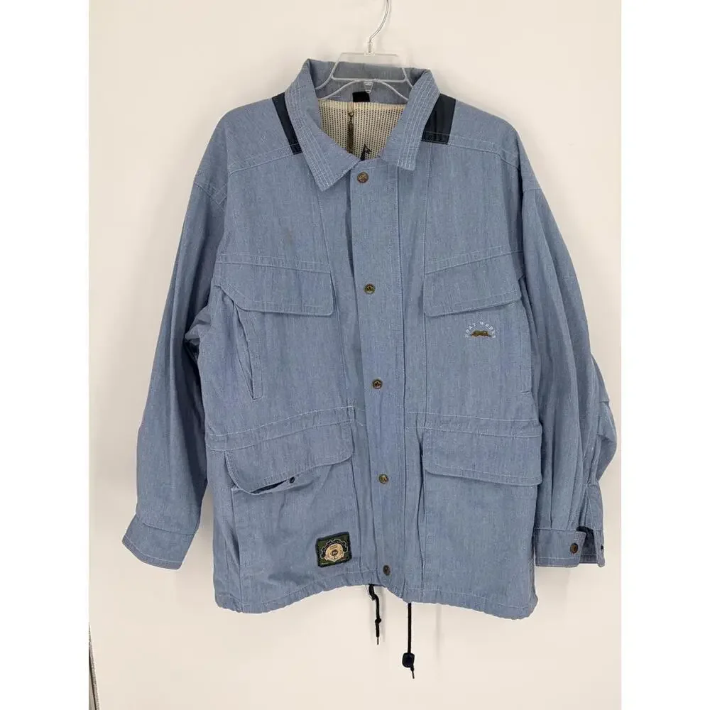 Vintage Sailing‎ Yachting Jacket Large Light Blue Utility Boat Works Marine